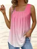 Women's Tanks 2024 Spring And Summer Fashion Gradient Solid Color Sleeveless Big Size Square Neck Tank Tops