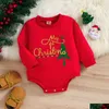 Rompers Infant Baby Girl Boy Christmas Bodysuit Long Sleeves Santa Letter Print Jumpsuit 3-18M 230811 Drop Delivery Kids Maternity C Dhbit