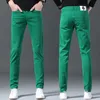 Мужские джинсы дизайнер весна/лето Новая молодежь для легких роскошных корейских изданий Thin Elastic Feet Slim Fit Cotton Green White B Home Beee