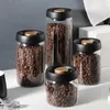 Storage Bottles 500/900/1200/1800ML Coffee Beans Vacuum Sealed Jar Plastic Lid Glass Wide Mouth Tank Food