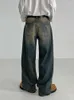 Мужские джинсы Syuhgfa Vintage вымытый широкие ноги в корейском стиле карманы мешковатые мужские джинсовые брюки High Street 2024 Весенняя тенденция