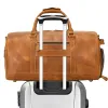 Sacs Luufan Geatic Leather Men de voyage Sac de voyage à grande capacité Crazy Horse Cuir avec une poche de chaussure le week-end Luuage Travel Duffel