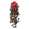 Fleurs décoratives Fleur artificielle rotin suspendu ornement de mur de rose avec feuilles vertes fausse plante ivy guirlande pour le mariage du jardin