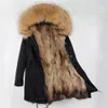 Dalle stelle il tuo Natural Large Raccoon Collar Parka Casual Cotton Cottle Medn Long Long Long per Women 240420