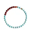 Geomancy Accessory Turquoise Cinnabar、Pure Natural Jade New Chinese Style、Good Luck Bracelet、Koi Transport Beads、Jinle