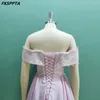 Party Dresses 2024 Custom Made Short Pink Prom Off the Shoulder A Line Appliques Satin Women Wedding Gowns Vestido de Festa