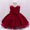 Girl Dresses Toddler Big Bow Baby Pink Pink 1 ° compleanno Principessa Partita per bambini vestito per ragazze Bridemaid Christmas Prom Costume