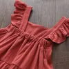 Urso líder verão 2023 Casual bebê menina infantil babados sem mangas vestido princesa vestido fofo coreano coreano roupas 240416