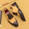 Chaussures habillées en cuir en cuir Oxfords de luxe de luxe Fashion à la main couleur mélange élégant authentique homme mariage