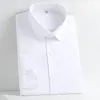 Mens élastique Elastic Basic Standardfit Shirt Long Dress Shirt Solid Formal Businel White Work Office Classic Male 240403