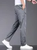 OUSSYU BRAND SPRING SUMPLEM SUMPLE MOLOTE Lyocell Fabric calças casuais finas cintura elástica fina da cintura cinza calça 240409