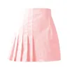 Ny 2021 Summer Women's Versatile Solid Color Pleated Student Short High midje dragkolon Half kjol