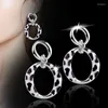 Orecchini pennellate Leeker Rose Gold Silver Color Leopard Print Circle cerchio per donne Drop Drop Dangler Party Jewelry Lk3