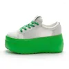 Casual Shoes Small White Spring 2024 Thick Sole Height 8 Cm Loose Cake Green Personality Collocation Women Sneakers