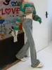 Jeans feminino flare mulheres primavera garotas magras de cintura alta jeans vintage lavado Retro Retro de moda coreana rua All-Match