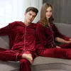 Suo Chao S-6XL Pareja Seda Pajamas Pajamas Hombres Manga larga Topspants 2pcs Pajamas Nightwear ropa de dormir 240408