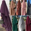 Ubranie etniczne Abaya 2 -częściowe zestawy Ramadan kobiety z kapturem muzułmańska skromna sukienka Eid Modlitwa odzież Jilbab Long Khimar Pełna okładka Islamska