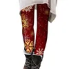 Leggings de mujeres 2024 Patrón de copo de nieve de alce navidad Wintura alta en la cintura Leggins Fitness pantalones de fitness
