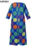 Повседневные платья Vonda Summer Bohemian Fashion Long Dress 2024 Women Vintage Print Maxi Surdress O-выясня