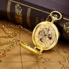 Uomo da tasca in acciaio inossidabile di lusso Scheletro Vintage Scheletro Scepimento Argento Meccanico Meccanico Meccanico FOB FOB Orologio a pendente Clock 240416