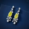 Dangle Earrings Shipei Luxury 925 Sterling Silver Oval 4ct Yellow Sapphire Pink Gemstone Fine Jewelry Pear Sale