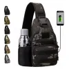 Packs Tactical Shoulder Bag Molle Chest Bag Military Men's Outdoor Hiking Camping Hunting Waterproof Camouflage USB Sling Backpack