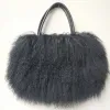 Bags Winter Real Mongolia Lamb Fur Handbag Women Casual Tibet Long Hair Natural Fur Shoulder Bag Genuine Tote Bags Femme