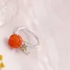 Rings Cluster Autentico 925 Sterling Silver Lady Retro Style Charm intarsato Natural South Agate Ring Trendy Creative Gioielli regalo