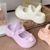 Slippers 2024 Sandals Cute Little Flower DIY Hole Garden Shoes Lolita Thick Sole EVA Outdoor Two Wear