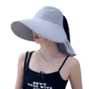 Big Head Women Summer Hat Beach Sunshade brede hoeden UV Panama Neck Caps Solar Protection Emmer opvouwbare paardenstaart Z6G3 240417