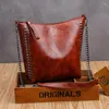 Sac vintage femmes rivet épaule grande capacité patchwork seau femelle crossbodybag handbag de qualité cuir shopper sacs