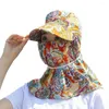 قبعات واسعة من أشعة الشمس قبعة الوجه والرقبة حماية الأشعة فوق البنفسجية الغطاء الوقائي النساء