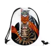 Sacolas de compras personalizam cartoon cartoon kitten puppting primavera com dupla latera para mulher viagens escolares use mochila de corda Backpack