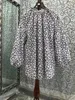 Kvinnors blusar 2024 Fashion Printed Floral Lantern Sleeves Long Sexig Right Loose Doll Top Shirt 0324