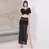 Stage desgaste da saia de dança de barriga se sexy Mulheres praticam roupas de moda longa figurina de disco para festa Indio Fantasi