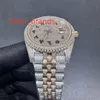 Hip Hop Full Diamond Watches 2824 Mouvement Swarovski Diamonds Rose Gol Two Tone Case 41mm Arabe Dial Men Watch