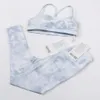Yoga lu 2pcs uitlijnen set damesdoorsnede geverfd printen met hoge taille leggings sportkleding