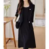 Robes de travail Spring Summer Femmes Vintage Suit Blazer et Sans manchés Dames Loes Workwear Business Interview Formal Two Pieces Sets