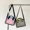 Buckets 2023 New Creative 2D Cartoon Cross Body Bag for Women 3D Drawing Cartoon Handbags Nylon Cloth Comic Ladies Shopper Bags