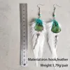 Dangle Earrings Boho Feather Wood Beads Turquoise Beaded Personality Green White Gift Ornament