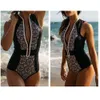 Swimsuit Black and White Printed One Piece Bikini Hot Spring Bikini