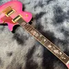 Vicers LP Electric Guitar Peach Blossom Heart Body Neck Shell Inlaid Fingerboard High Handle Position Ergonomic Cornar