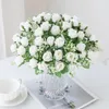 Dekorativa blommor 30 cm Silk Artificial Small Bud Rose Bouquet till julbröllop Brudhem inomhusdekoration Diy -tillbehör