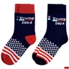 Party Favor Trump 2024 Socks Prezydent Prezydent Maga Letter Pończochy Star Striped Stars Us Sport Sport Drop dostawa do domu ogród świąteczny supp dhu4e