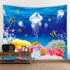 Home decoration tapestry dreamy jellyfish wall hanging cloth cartoon art Bohemian childrens room background 240410