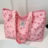Shoulder Bags Cute Cherry Strawberry Print Casual Tote Bag Large Capacity Shopping Nylon Aesthetic Handbag Grocery For Women