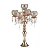 Party Decoration New Style Tall 5-Arms Metal Gold Candelabras With Pendants Romantic Table Candle Holder Home SN2725 Drop Delivery Gar Otgqr