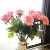 Flores decorativas 12pcs/lote de seda artificial Touch real Rose Bouquet Home Party Party Decor Fake Supplies