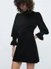 Casual Dresses Autumn Royal Velvet Mini Black Dress