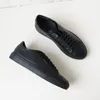 Casual Shoes DONNAIN Minimal Platform Black Genuine Leather Sneakers Men And Women Luxury Calfskin Trainers Couple Flats